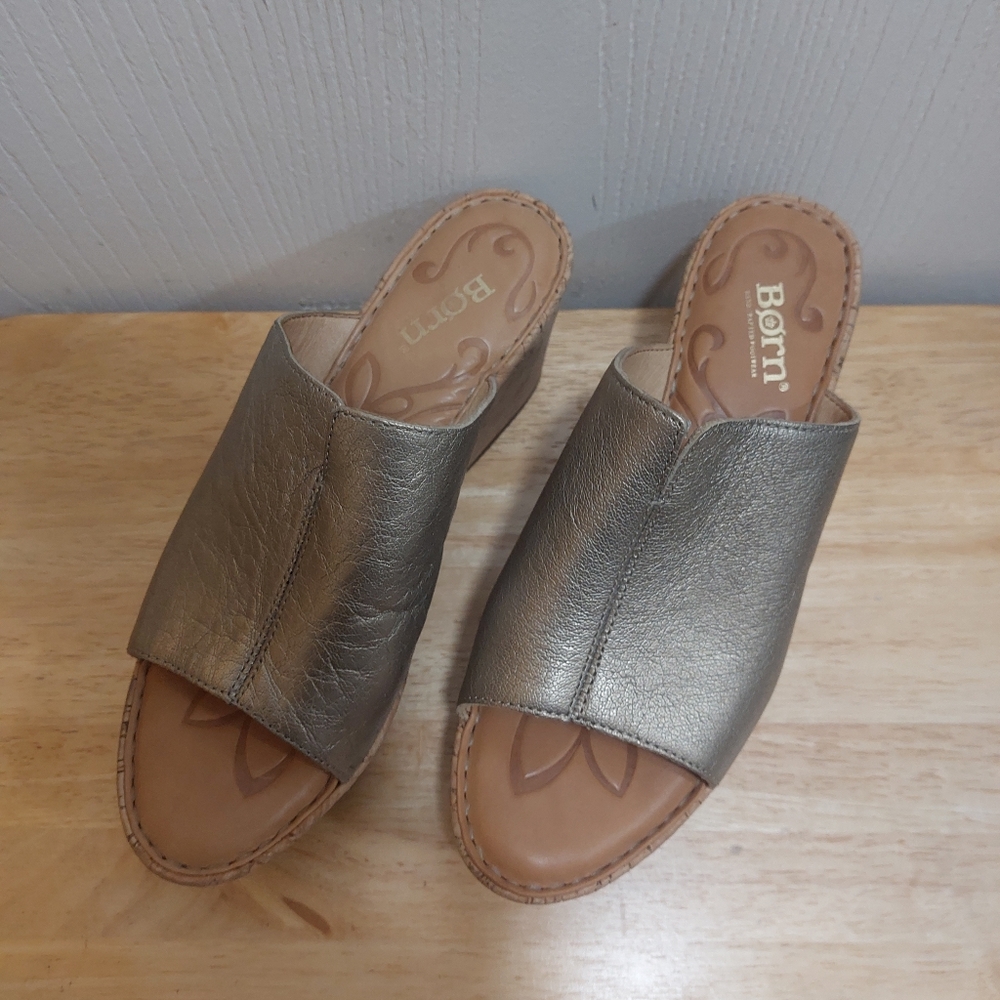 Born Women's Metallic Slide Sandals